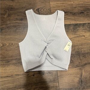 NWT Aerie Light Gray Ribbed Crop Top